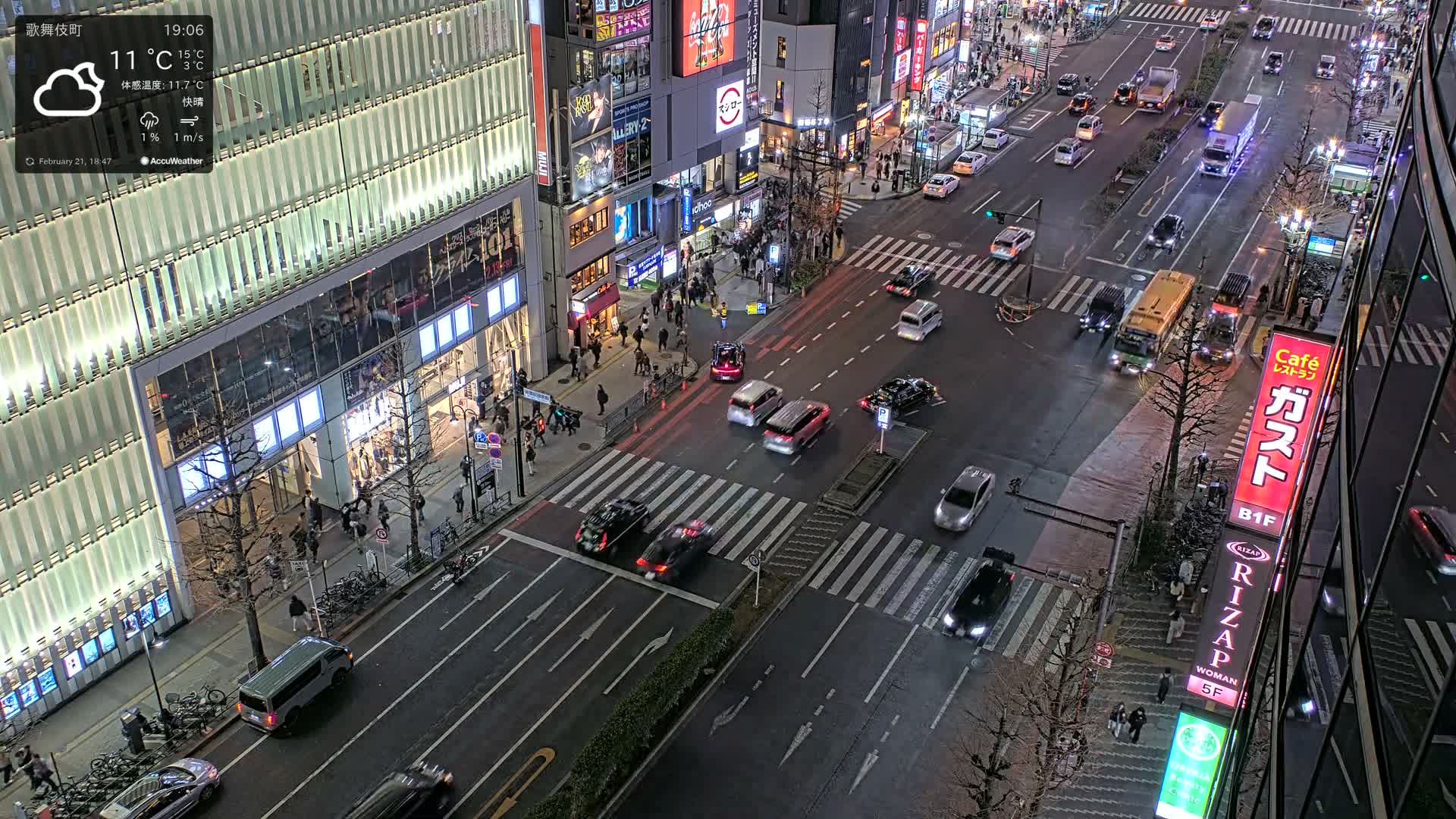 Tokyo, Shinjuku Kabukicho Yasukuni-dori Avenue ( 東京 新宿 歌舞伎町 靖国通り ) Live Cam - 1 Chome, Kabukichō, Shinjuku-ku, Tokyo, Kantō, Honshu, Japan