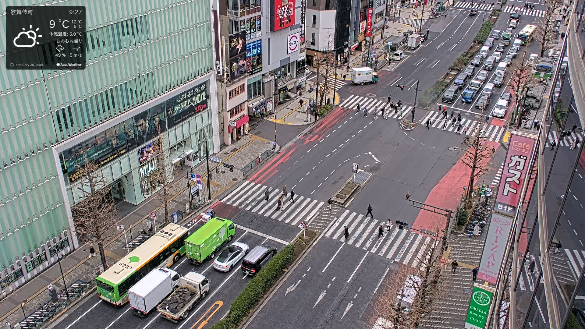 Tokyo, Shinjuku Kabukicho Yasukuni-dori Avenue ( 東京 新宿 歌舞伎町 靖国通り ) Live Cam - 1 Chome, Kabukichō, Shinjuku-ku, Tokyo, Kantō, Honshu, Japan