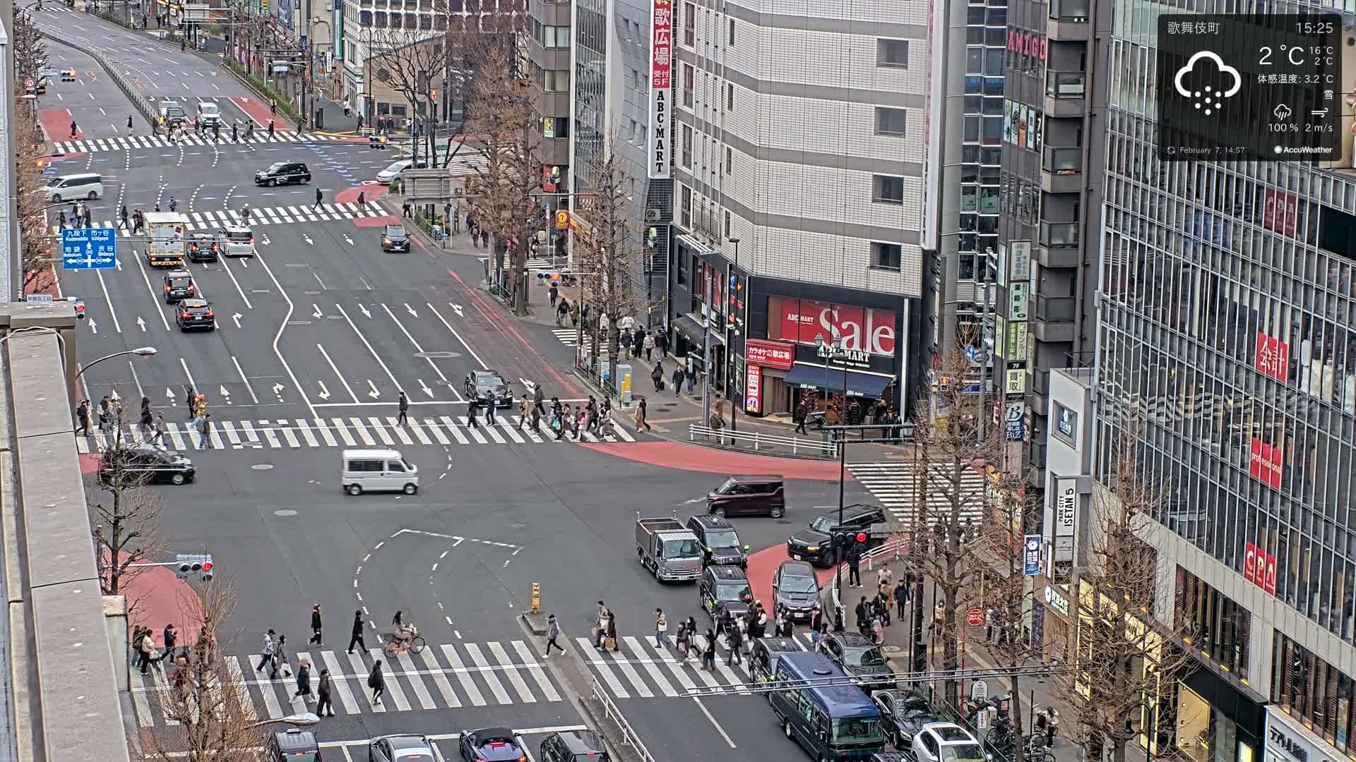 Tokyo, Shinjuku Kabukicho Meiji-dori / Yasukuni-dori Avenue Junction ( 東京 新宿 歌舞伎町 明治通り・靖国通り交差点 ) Live Cam - 1 Chome, Kabukichō, Shinjuku-ku, Tokyo, Kantō, Honshu, Japan