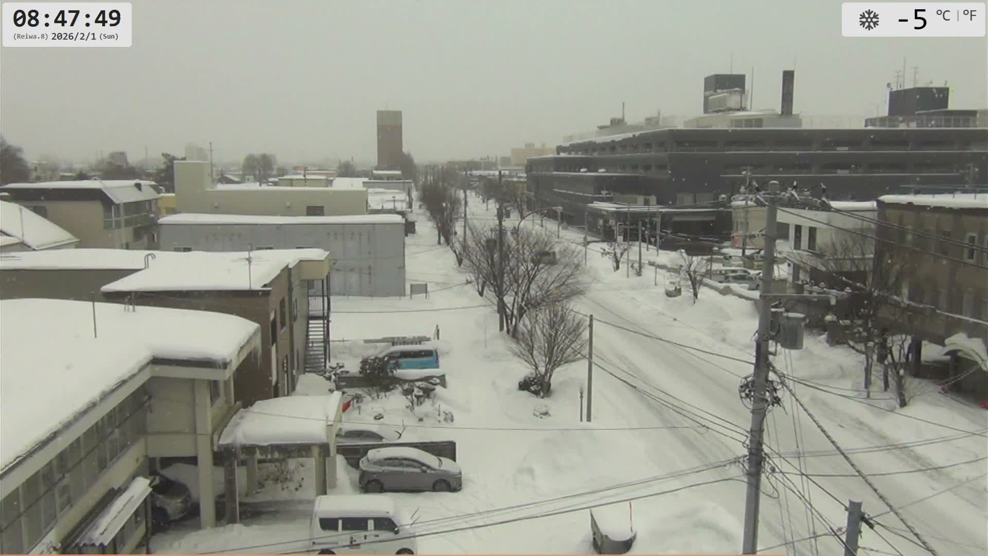 Hokkaido, Asahikawa City  ( 北海道、旭川市のスカイライン ) Live Cam - 13 Chome, 7 Jōdōri, Asahikawa, Kamikawa, Hokkaido, Japan