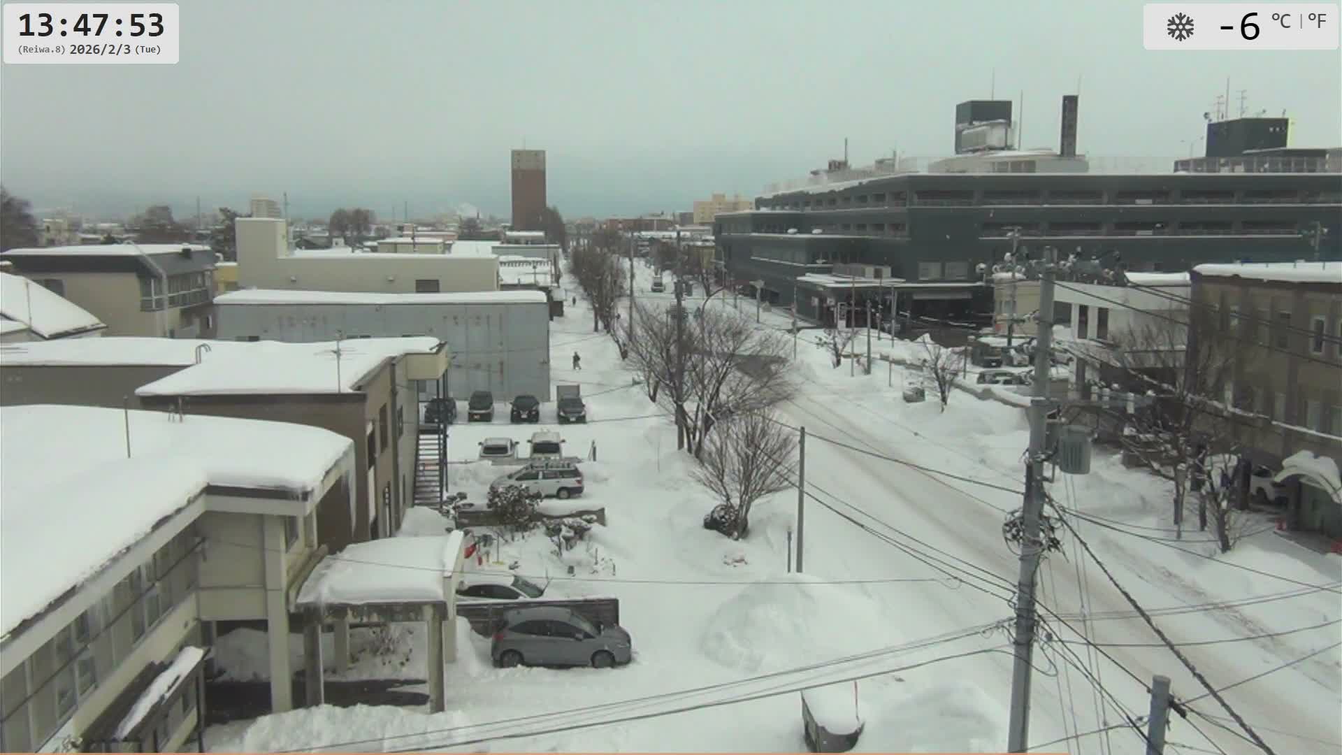 Hokkaido, Asahikawa City  ( 北海道、旭川市のスカイライン ) Live Cam - 13 Chome, 7 Jōdōri, Asahikawa, Kamikawa, Hokkaido, Japan