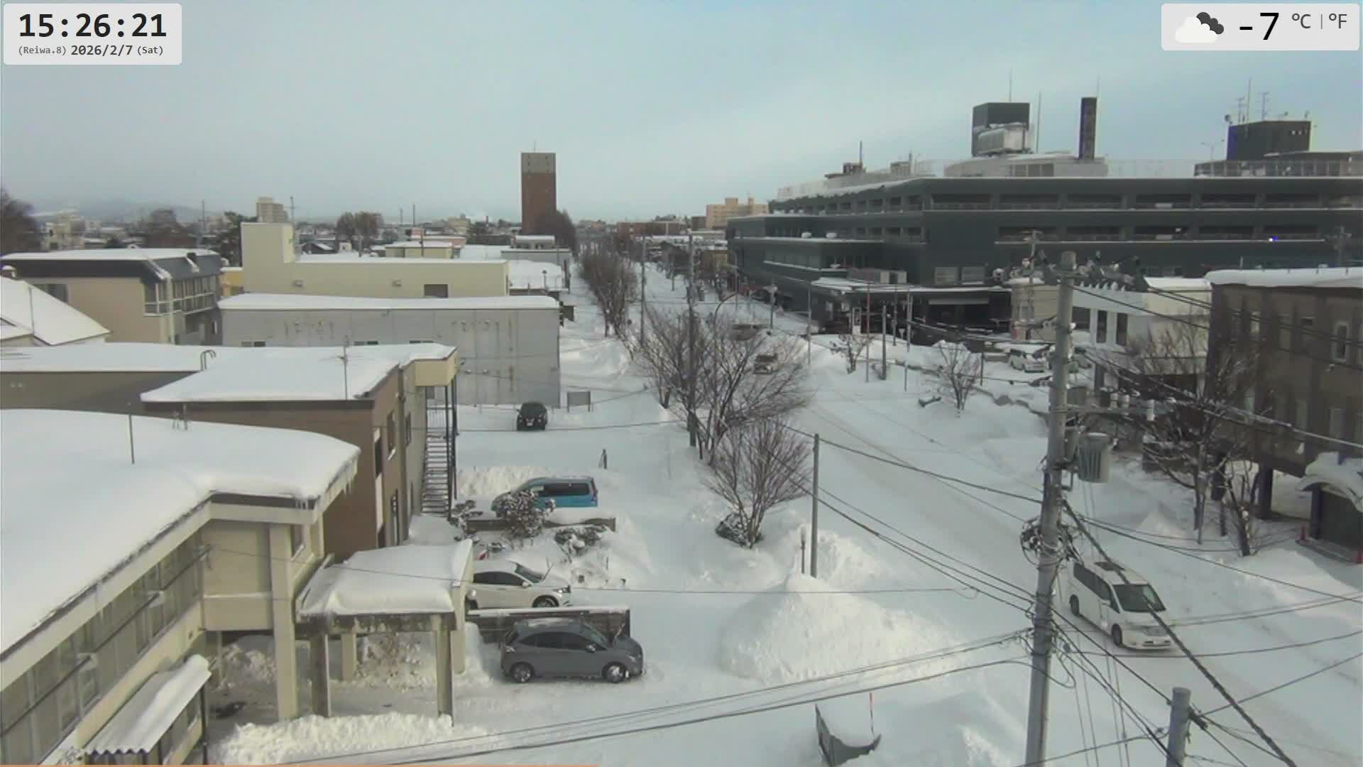 Hokkaido, Asahikawa City  ( 北海道、旭川市のスカイライン ) Live Cam - 13 Chome, 7 Jōdōri, Asahikawa, Kamikawa, Hokkaido, Japan