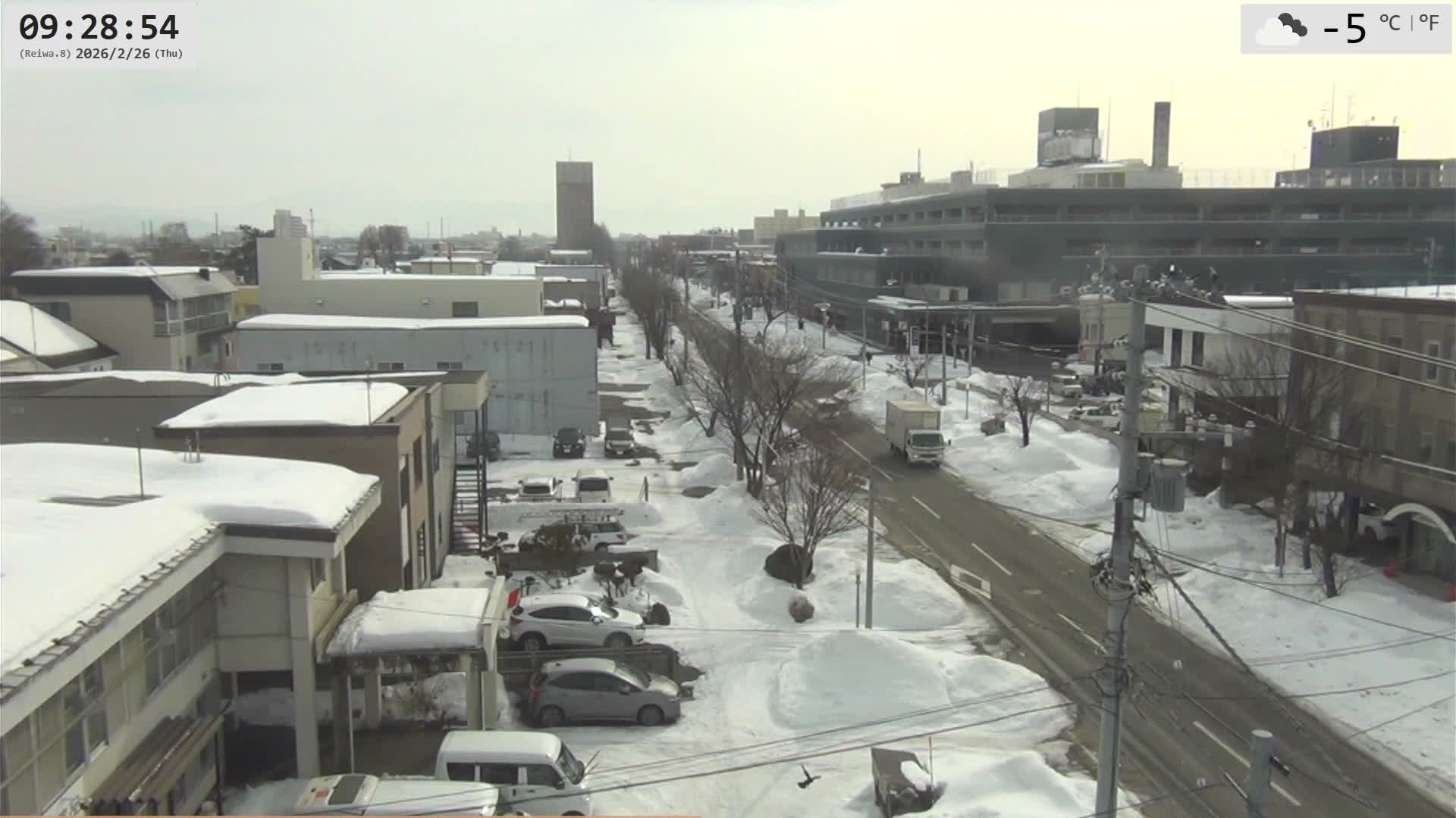 Hokkaido, Asahikawa City  ( 北海道、旭川市のスカイライン ) Live Cam - 13 Chome, 7 Jōdōri, Asahikawa, Kamikawa, Hokkaido, Japan