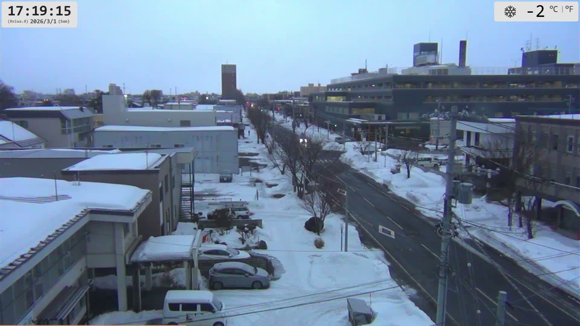 Hokkaido, Asahikawa City  ( 北海道、旭川市のスカイライン ) Live Cam - 13 Chome, 7 Jōdōri, Asahikawa, Kamikawa, Hokkaido, Japan