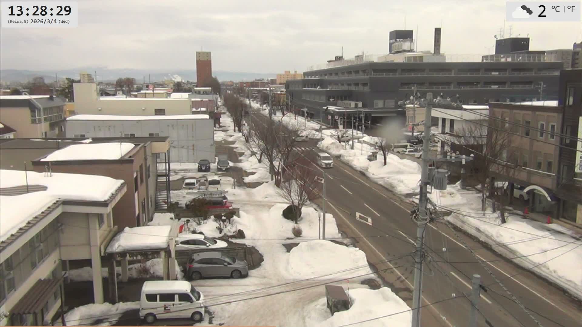 Hokkaido, Asahikawa City  ( 北海道、旭川市のスカイライン ) Live Cam - 13 Chome, 7 Jōdōri, Asahikawa, Kamikawa, Hokkaido, Japan