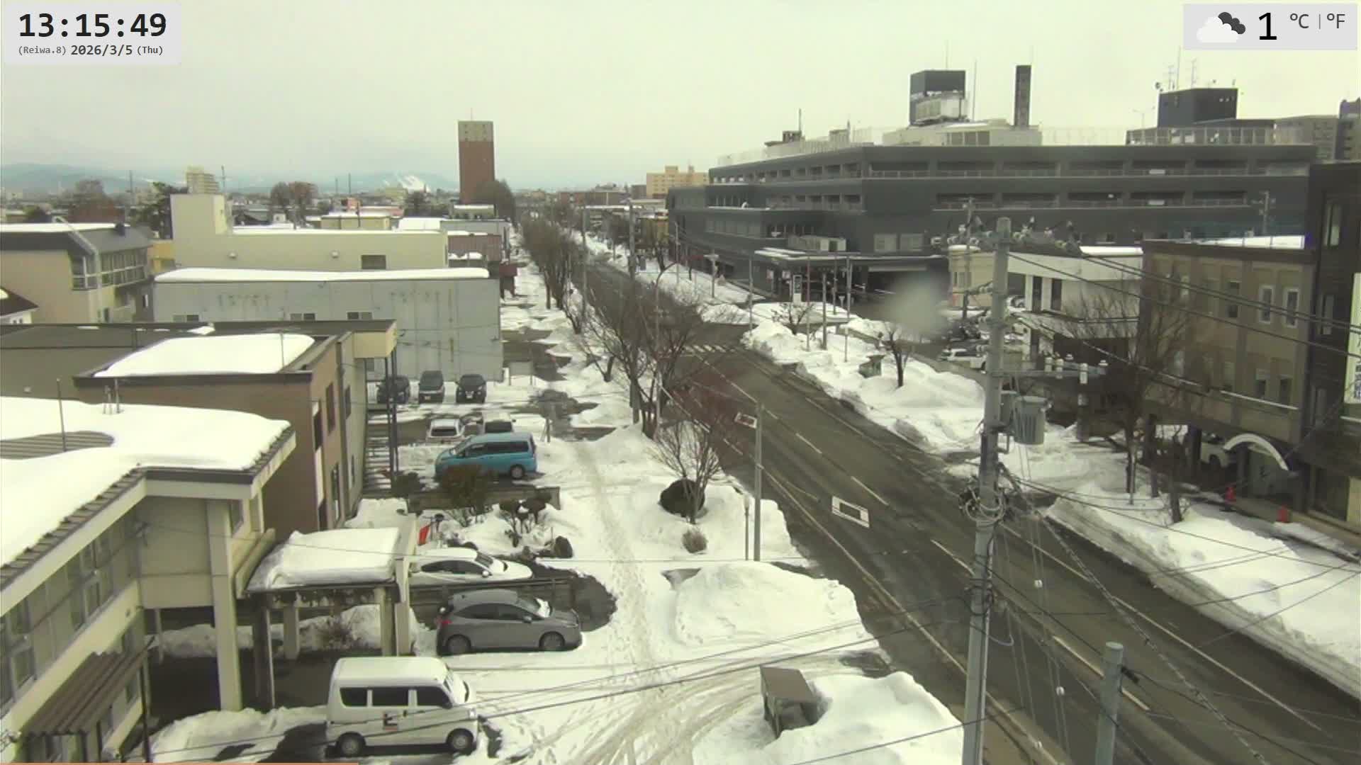 Hokkaido, Asahikawa City  ( 北海道、旭川市のスカイライン ) Live Cam - 13 Chome, 7 Jōdōri, Asahikawa, Kamikawa, Hokkaido, Japan