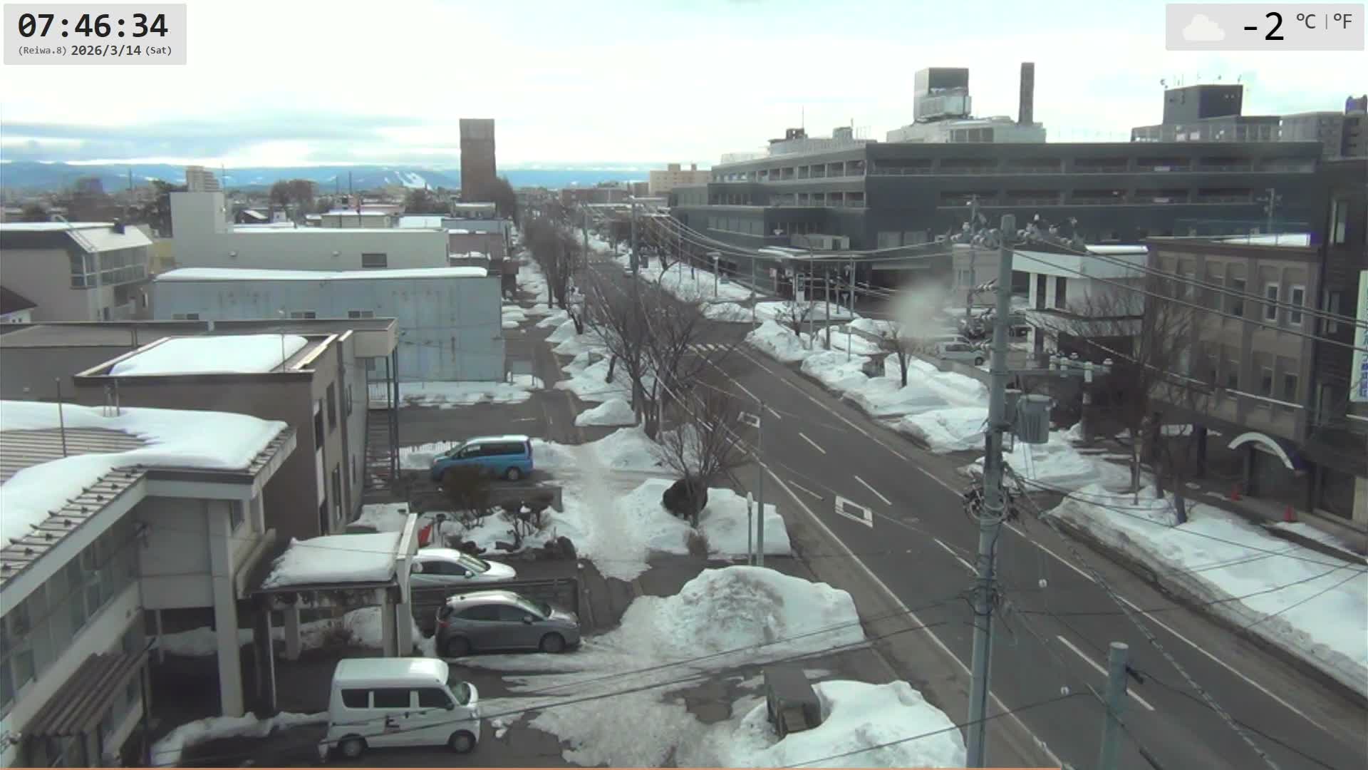 Hokkaido, Asahikawa City  ( 北海道、旭川市のスカイライン ) Live Cam - 13 Chome, 7 Jōdōri, Asahikawa, Kamikawa, Hokkaido, Japan