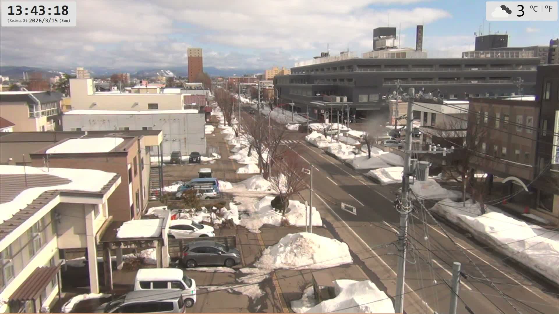Hokkaido, Asahikawa City  ( 北海道、旭川市のスカイライン ) Live Cam - 13 Chome, 7 Jōdōri, Asahikawa, Kamikawa, Hokkaido, Japan