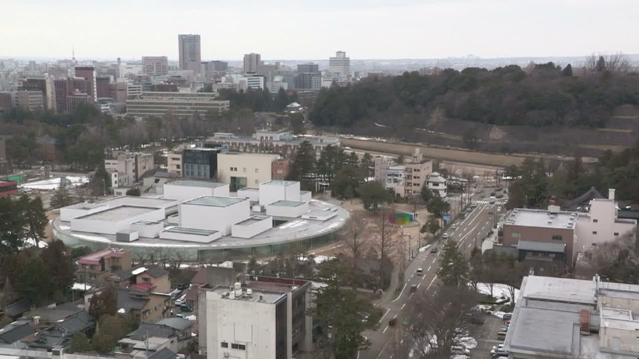 Ishikawa, Kanazawa City Skyline & Honda Dori / Ohora Dori Avenue Intersection ( 石狩・金沢シティスカイライン＆本多通り・大洞通り交差点 ) Live Cam   - 3 Chome, Hondamachi, Kanazawa, Ishikawa, Chūbu, Honshu, Japan