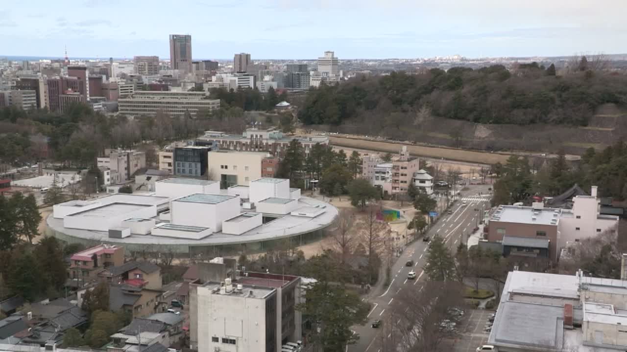 Ishikawa, Kanazawa City Skyline & Honda Dori / Ohora Dori Avenue Intersection ( 石狩・金沢シティスカイライン＆本多通り・大洞通り交差点 ) Live Cam   - 3 Chome, Hondamachi, Kanazawa, Ishikawa, Chūbu, Honshu, Japan
