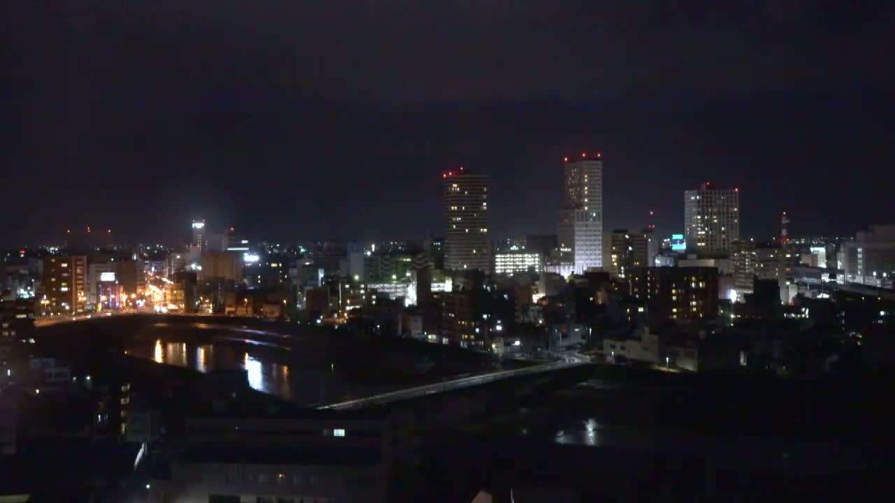 Fukui City Skyline & Asuwa River ( 福井市のスカイラインと足羽川 ) Live Cam -  1 Chome, Keya, Fukui-shi, Fukui, Chūbu, Honshū, Japan
