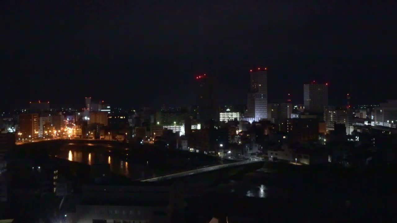 Fukui City Skyline & Asuwa River ( 福井市のスカイラインと足羽川 ) Live Cam -  1 Chome, Keya, Fukui-shi, Fukui, Chūbu, Honshū, Japan