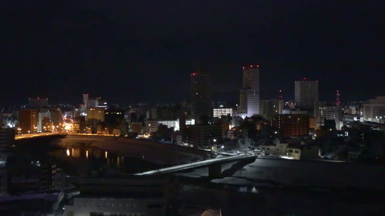 Fukui City Skyline & Asuwa River ( 福井市のスカイラインと足羽川 ) Live Cam -  1 Chome, Keya, Fukui-shi, Fukui, Chūbu, Honshū, Japan