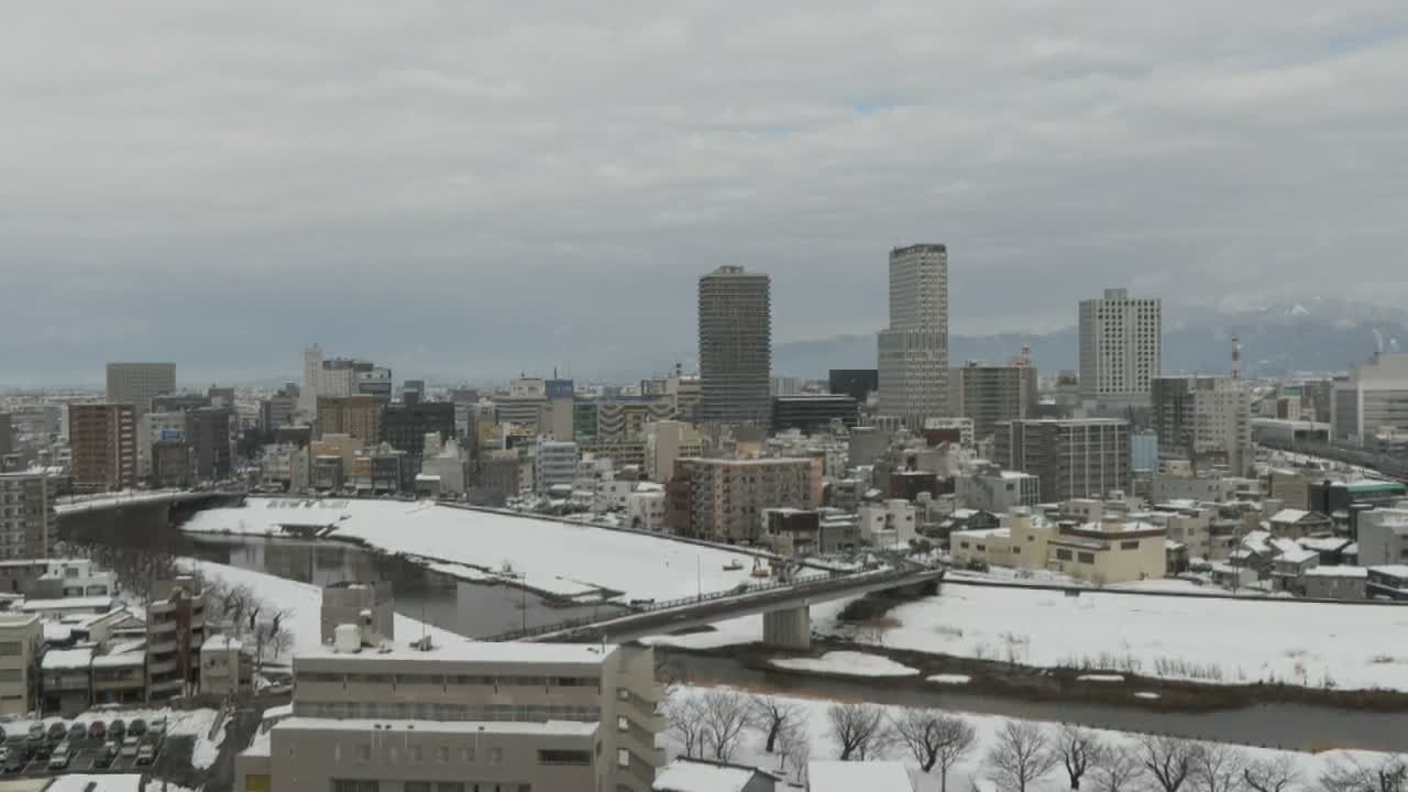 Fukui City Skyline & Asuwa River ( 福井市のスカイラインと足羽川 ) Live Cam -  1 Chome, Keya, Fukui-shi, Fukui, Chūbu, Honshū, Japan