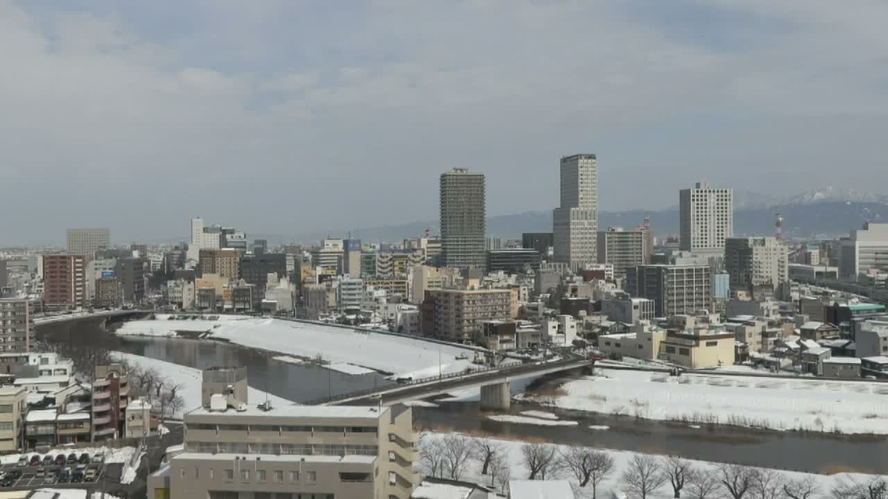 Fukui City Skyline & Asuwa River ( 福井市のスカイラインと足羽川 ) Live Cam -  1 Chome, Keya, Fukui-shi, Fukui, Chūbu, Honshū, Japan