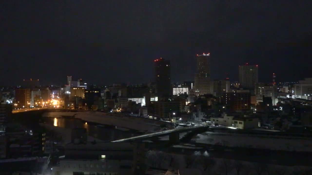 Fukui City Skyline & Asuwa River ( 福井市のスカイラインと足羽川 ) Live Cam -  1 Chome, Keya, Fukui-shi, Fukui, Chūbu, Honshū, Japan