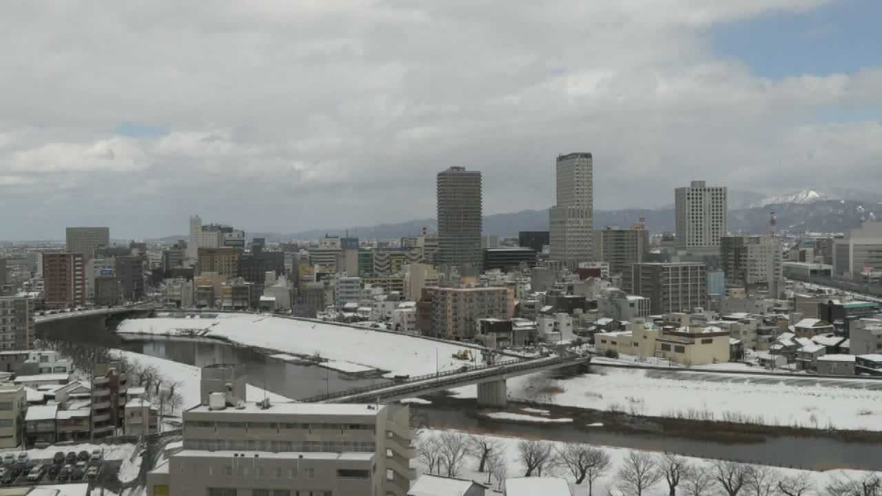 Fukui City Skyline & Asuwa River ( 福井市のスカイラインと足羽川 ) Live Cam -  1 Chome, Keya, Fukui-shi, Fukui, Chūbu, Honshū, Japan
