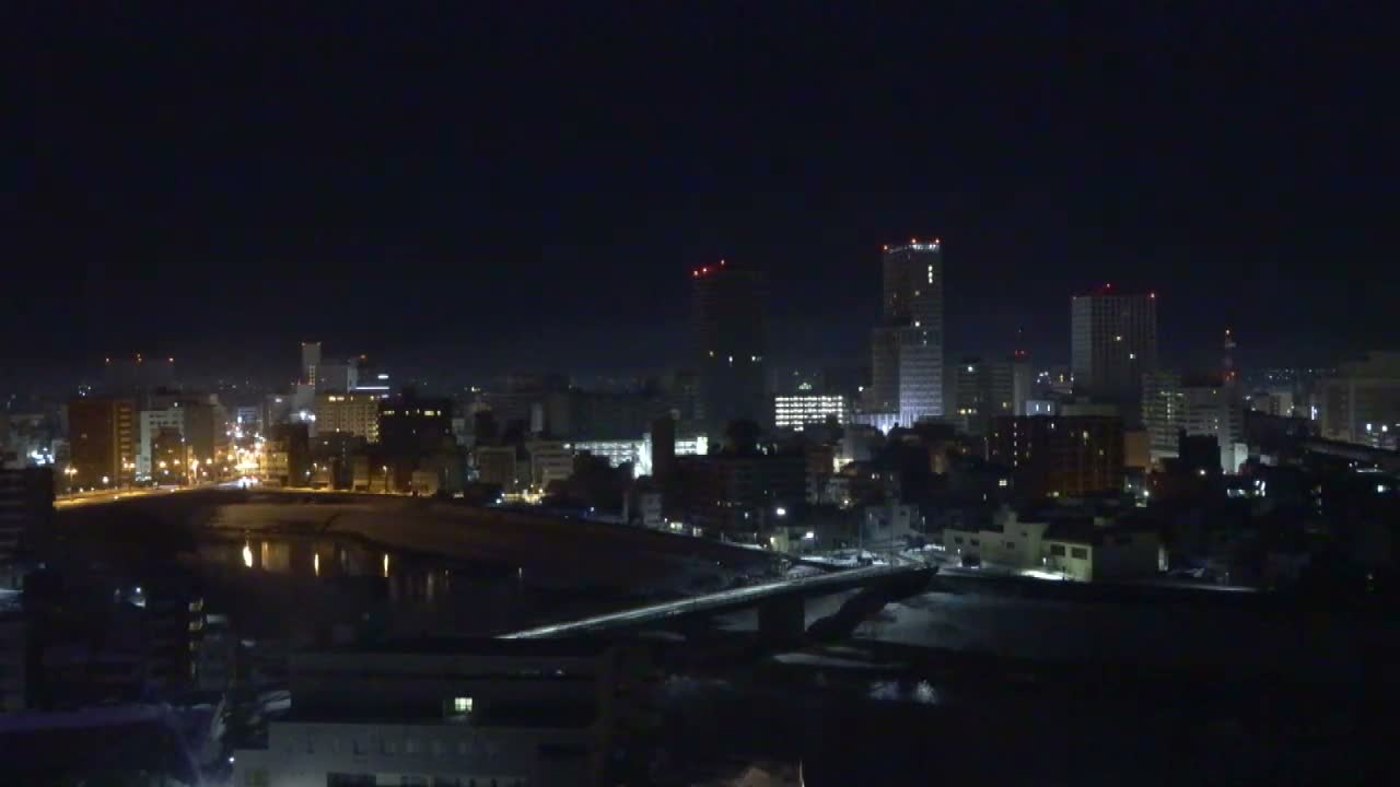 Fukui City Skyline & Asuwa River ( 福井市のスカイラインと足羽川 ) Live Cam -  1 Chome, Keya, Fukui-shi, Fukui, Chūbu, Honshū, Japan