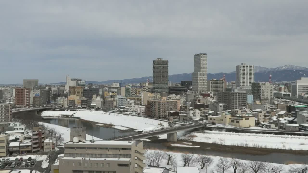 Fukui City Skyline & Asuwa River ( 福井市のスカイラインと足羽川 ) Live Cam -  1 Chome, Keya, Fukui-shi, Fukui, Chūbu, Honshū, Japan