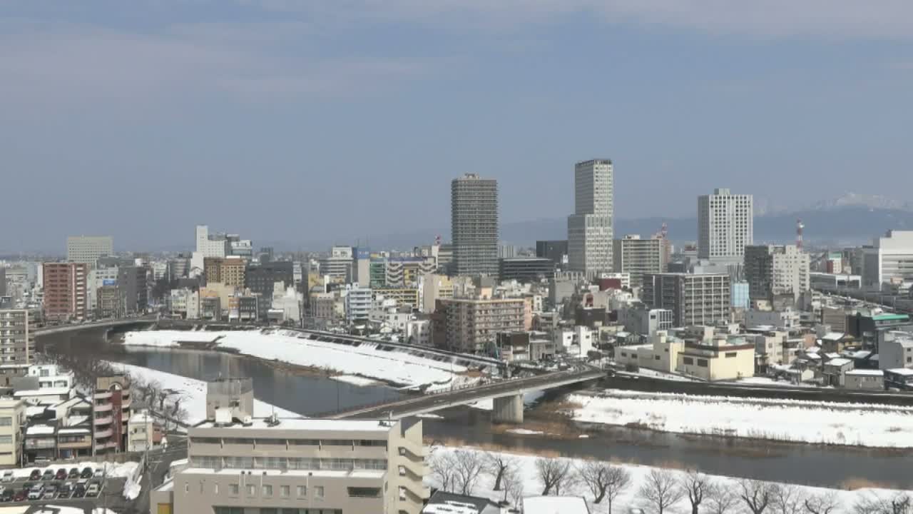 Fukui City Skyline & Asuwa River ( 福井市のスカイラインと足羽川 ) Live Cam -  1 Chome, Keya, Fukui-shi, Fukui, Chūbu, Honshū, Japan