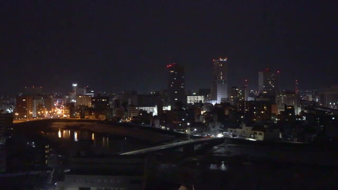 Fukui City Skyline & Asuwa River ( 福井市のスカイラインと足羽川 ) Live Cam -  1 Chome, Keya, Fukui-shi, Fukui, Chūbu, Honshū, Japan