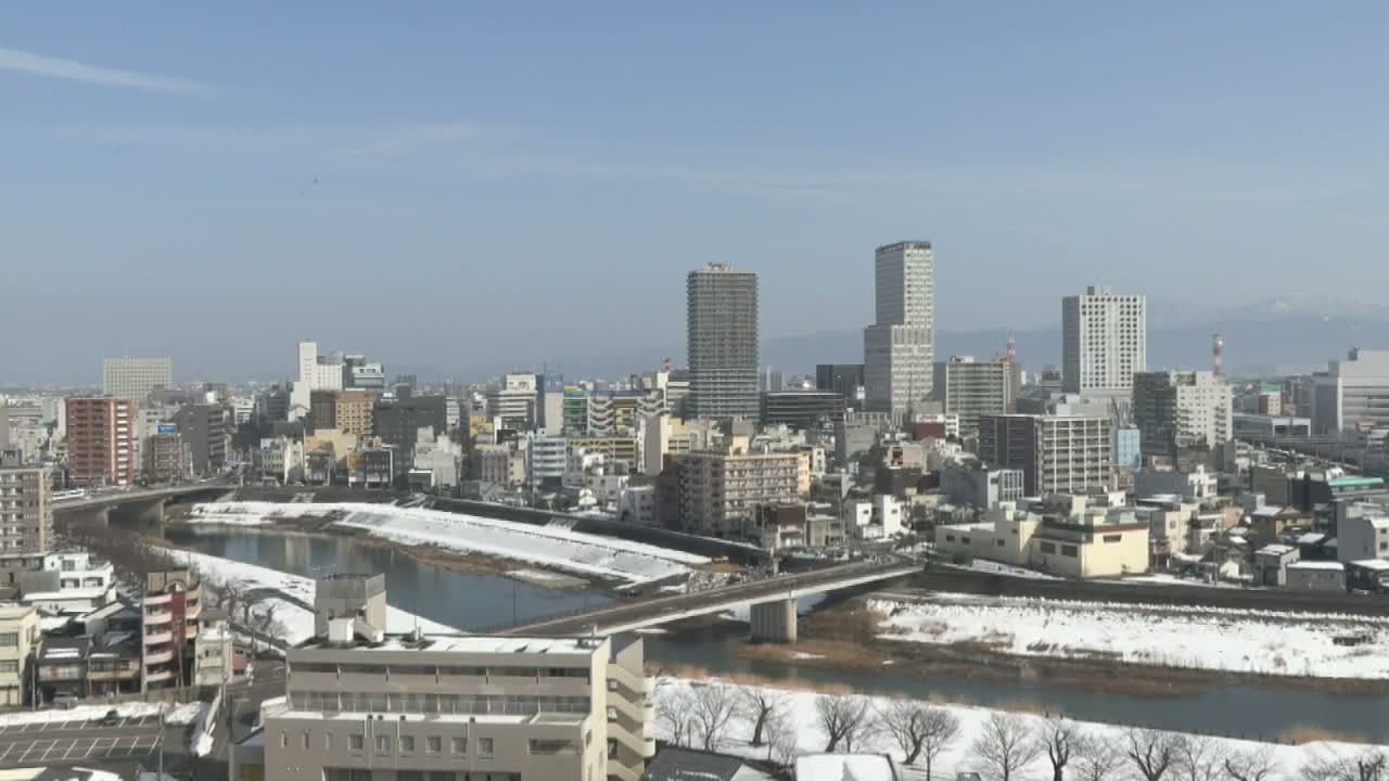 Fukui City Skyline & Asuwa River ( 福井市のスカイラインと足羽川 ) Live Cam -  1 Chome, Keya, Fukui-shi, Fukui, Chūbu, Honshū, Japan