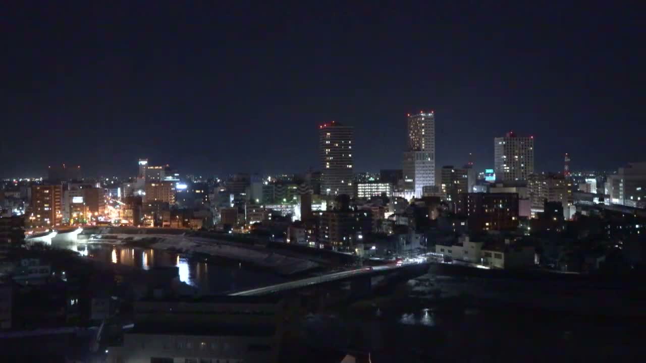 Fukui City Skyline & Asuwa River ( 福井市のスカイラインと足羽川 ) Live Cam -  1 Chome, Keya, Fukui-shi, Fukui, Chūbu, Honshū, Japan