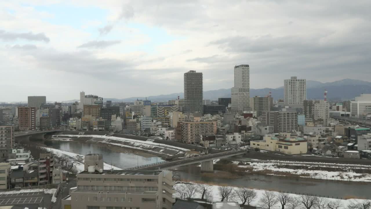 Fukui City Skyline & Asuwa River ( 福井市のスカイラインと足羽川 ) Live Cam -  1 Chome, Keya, Fukui-shi, Fukui, Chūbu, Honshū, Japan