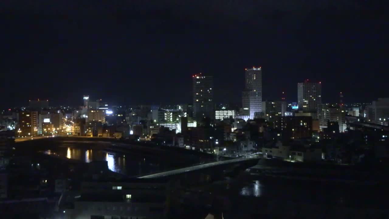 Fukui City Skyline & Asuwa River ( 福井市のスカイラインと足羽川 ) Live Cam -  1 Chome, Keya, Fukui-shi, Fukui, Chūbu, Honshū, Japan