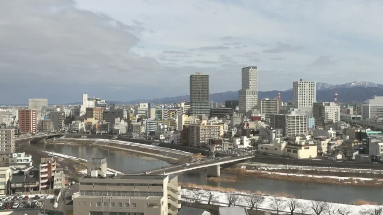 Fukui City Skyline & Asuwa River ( 福井市のスカイラインと足羽川 ) Live Cam -  1 Chome, Keya, Fukui-shi, Fukui, Chūbu, Honshū, Japan