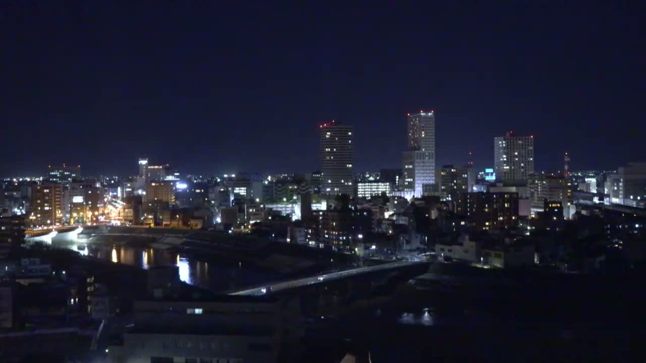 Fukui City Skyline & Asuwa River ( 福井市のスカイラインと足羽川 ) Live Cam -  1 Chome, Keya, Fukui-shi, Fukui, Chūbu, Honshū, Japan