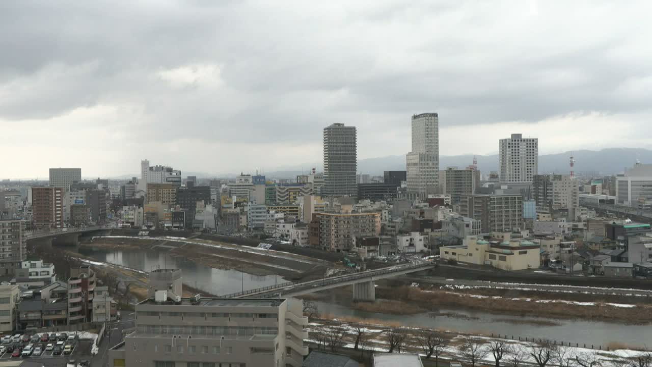 Fukui City Skyline & Asuwa River ( 福井市のスカイラインと足羽川 ) Live Cam -  1 Chome, Keya, Fukui-shi, Fukui, Chūbu, Honshū, Japan