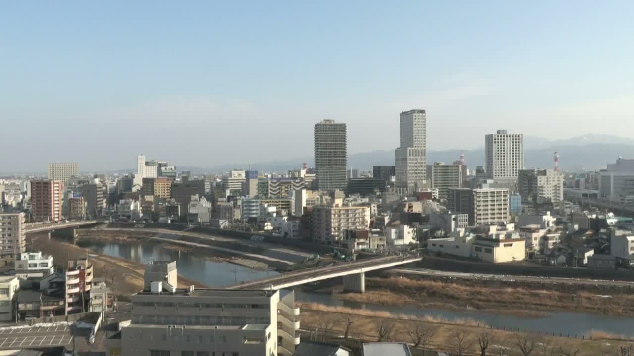 Fukui City Skyline & Asuwa River ( 福井市のスカイラインと足羽川 ) Live Cam -  1 Chome, Keya, Fukui-shi, Fukui, Chūbu, Honshū, Japan