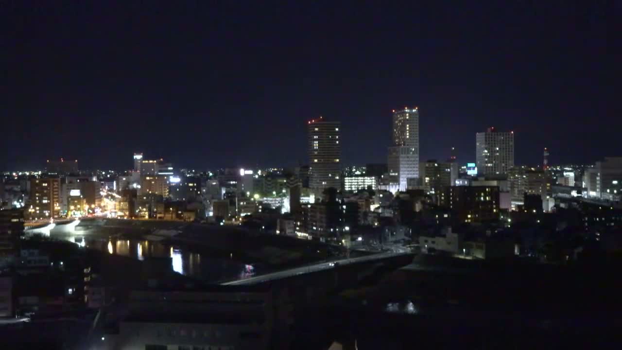 Fukui City Skyline & Asuwa River ( 福井市のスカイラインと足羽川 ) Live Cam -  1 Chome, Keya, Fukui-shi, Fukui, Chūbu, Honshū, Japan