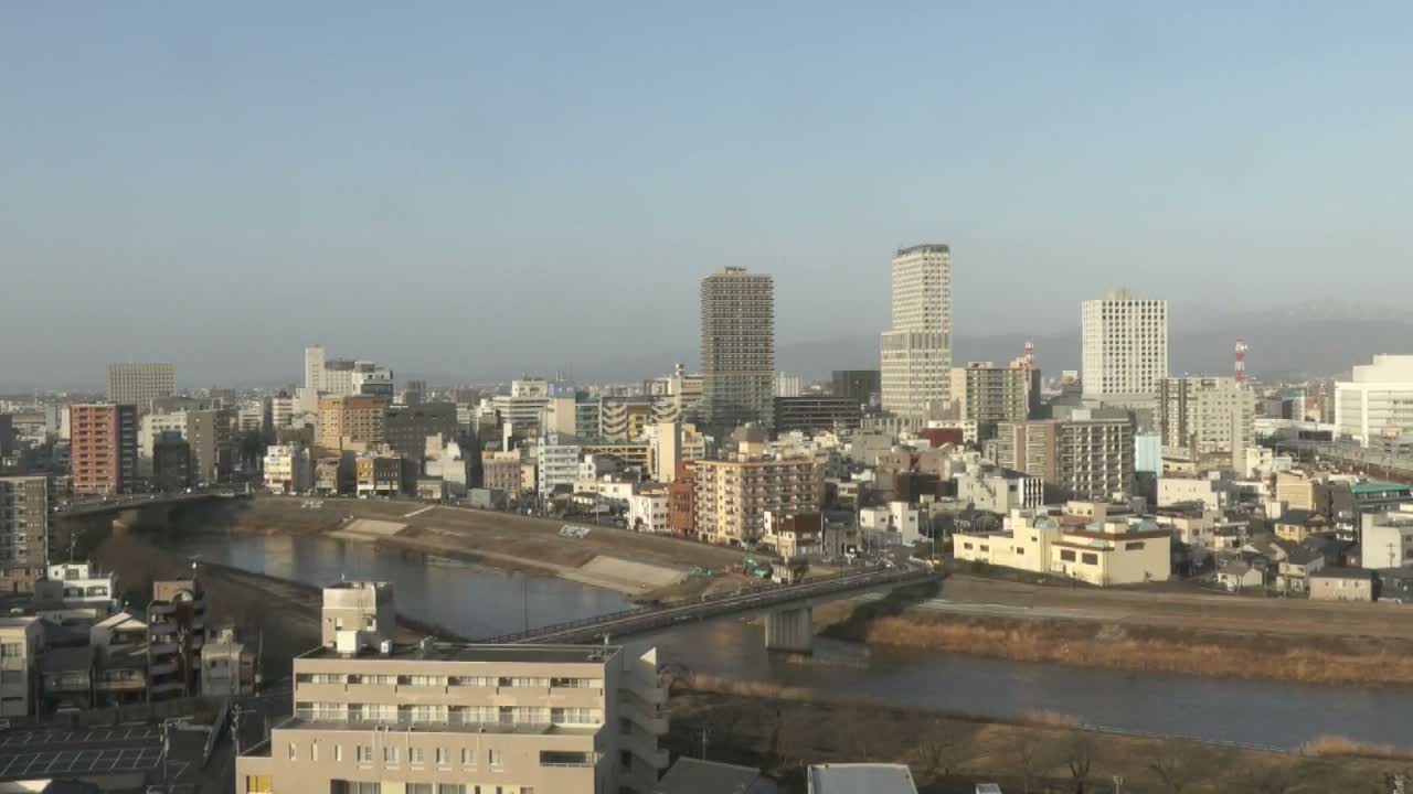 Fukui City Skyline & Asuwa River ( 福井市のスカイラインと足羽川 ) Live Cam -  1 Chome, Keya, Fukui-shi, Fukui, Chūbu, Honshū, Japan