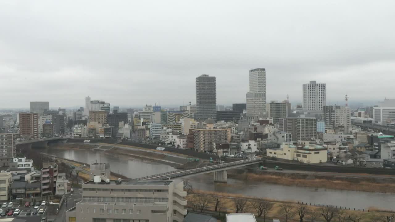 Fukui City Skyline & Asuwa River ( 福井市のスカイラインと足羽川 ) Live Cam -  1 Chome, Keya, Fukui-shi, Fukui, Chūbu, Honshū, Japan