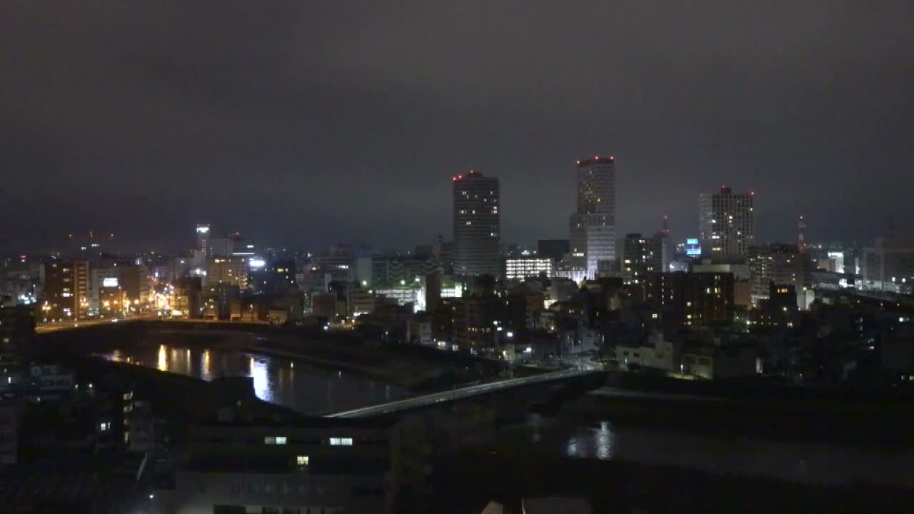 Fukui City Skyline & Asuwa River ( 福井市のスカイラインと足羽川 ) Live Cam -  1 Chome, Keya, Fukui-shi, Fukui, Chūbu, Honshū, Japan