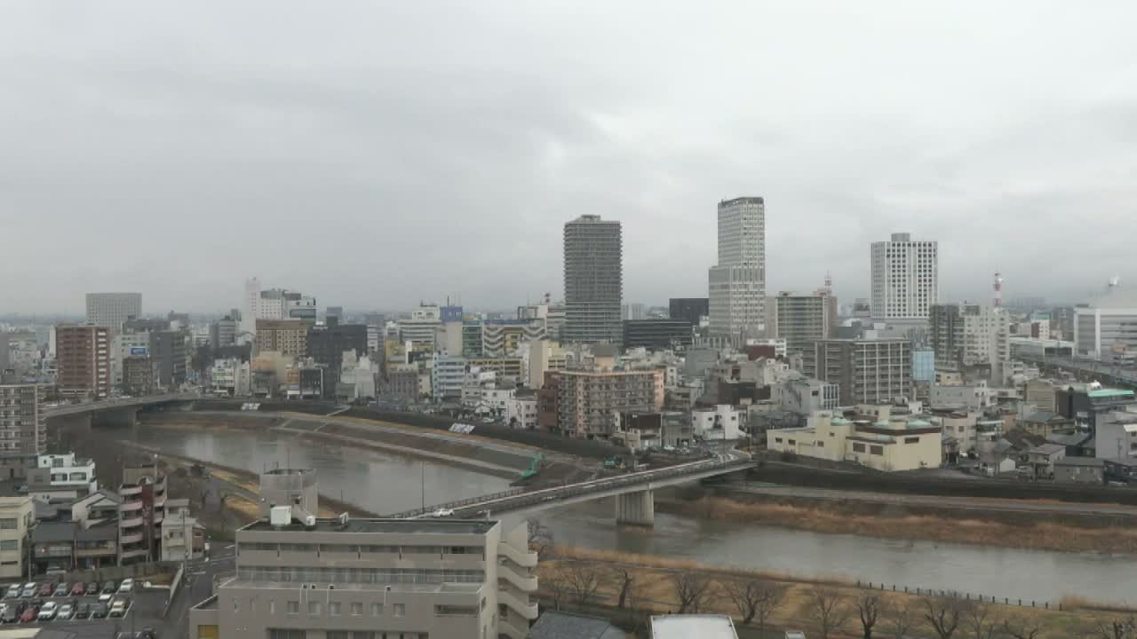 Fukui City Skyline & Asuwa River ( 福井市のスカイラインと足羽川 ) Live Cam -  1 Chome, Keya, Fukui-shi, Fukui, Chūbu, Honshū, Japan