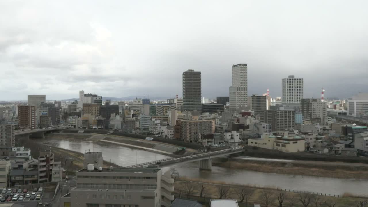 Fukui City Skyline & Asuwa River ( 福井市のスカイラインと足羽川 ) Live Cam -  1 Chome, Keya, Fukui-shi, Fukui, Chūbu, Honshū, Japan
