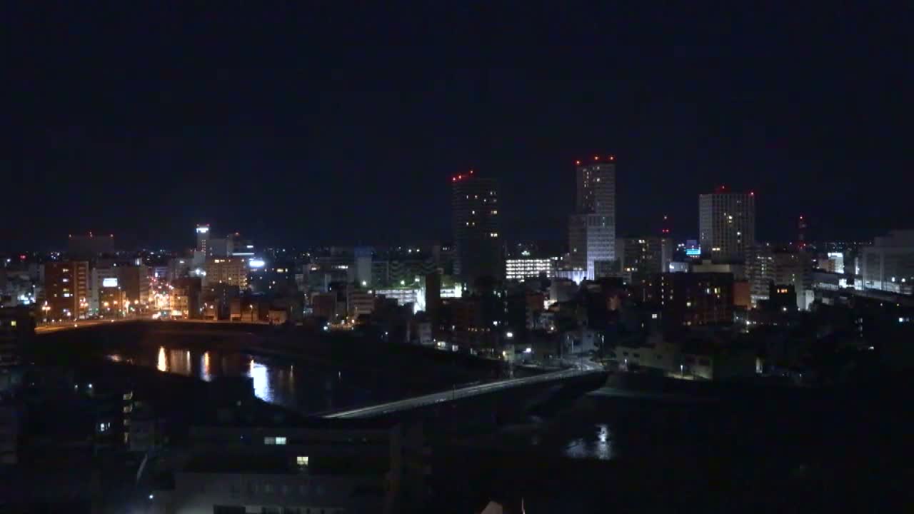 Fukui City Skyline & Asuwa River ( 福井市のスカイラインと足羽川 ) Live Cam -  1 Chome, Keya, Fukui-shi, Fukui, Chūbu, Honshū, Japan