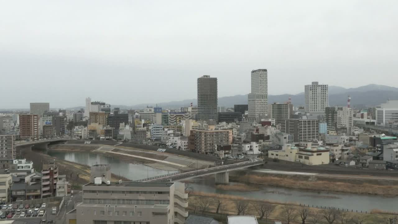Fukui City Skyline & Asuwa River ( 福井市のスカイラインと足羽川 ) Live Cam -  1 Chome, Keya, Fukui-shi, Fukui, Chūbu, Honshū, Japan
