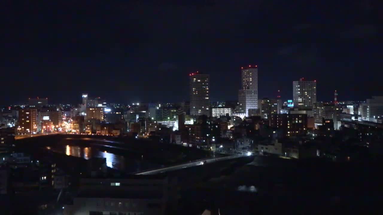 Fukui City Skyline & Asuwa River ( 福井市のスカイラインと足羽川 ) Live Cam -  1 Chome, Keya, Fukui-shi, Fukui, Chūbu, Honshū, Japan