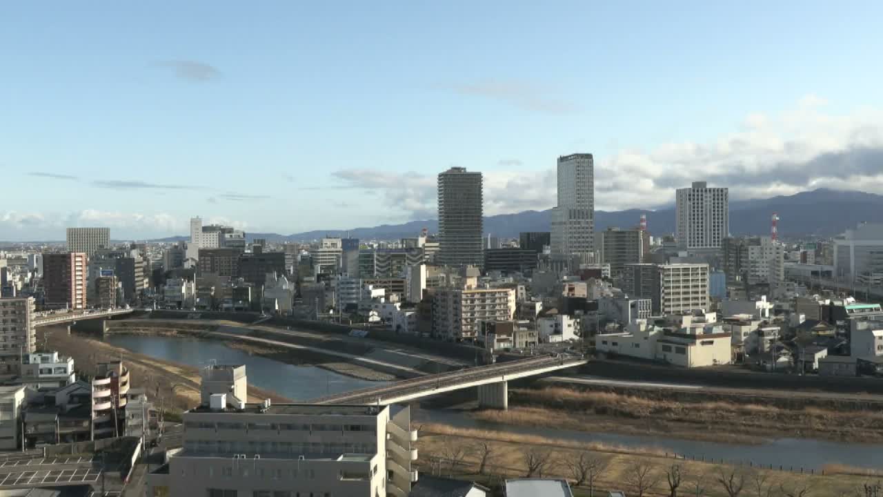Fukui City Skyline & Asuwa River ( 福井市のスカイラインと足羽川 ) Live Cam -  1 Chome, Keya, Fukui-shi, Fukui, Chūbu, Honshū, Japan