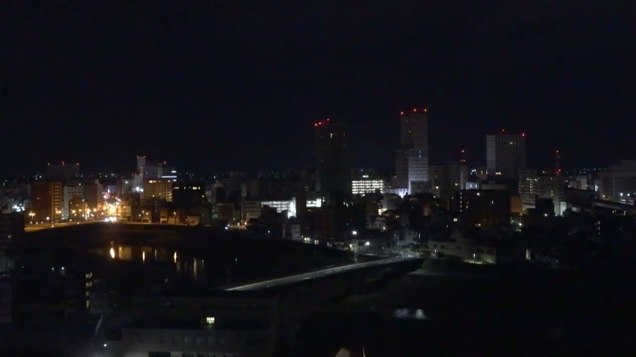 Fukui City Skyline & Asuwa River ( 福井市のスカイラインと足羽川 ) Live Cam -  1 Chome, Keya, Fukui-shi, Fukui, Chūbu, Honshū, Japan