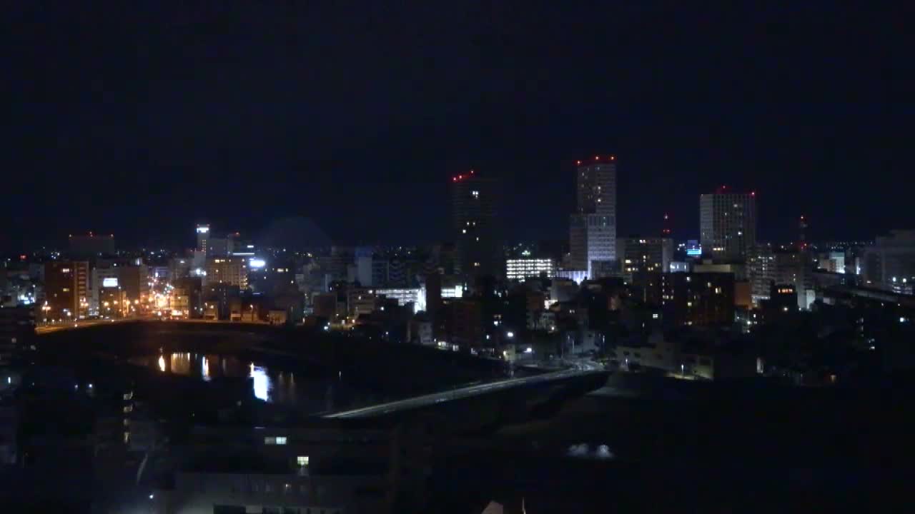 Fukui City Skyline & Asuwa River ( 福井市のスカイラインと足羽川 ) Live Cam -  1 Chome, Keya, Fukui-shi, Fukui, Chūbu, Honshū, Japan