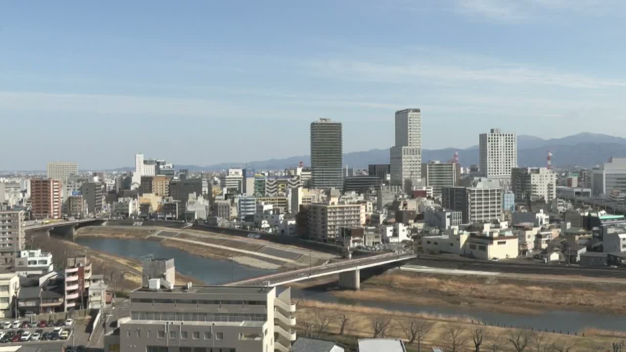 Fukui City Skyline & Asuwa River ( 福井市のスカイラインと足羽川 ) Live Cam -  1 Chome, Keya, Fukui-shi, Fukui, Chūbu, Honshū, Japan