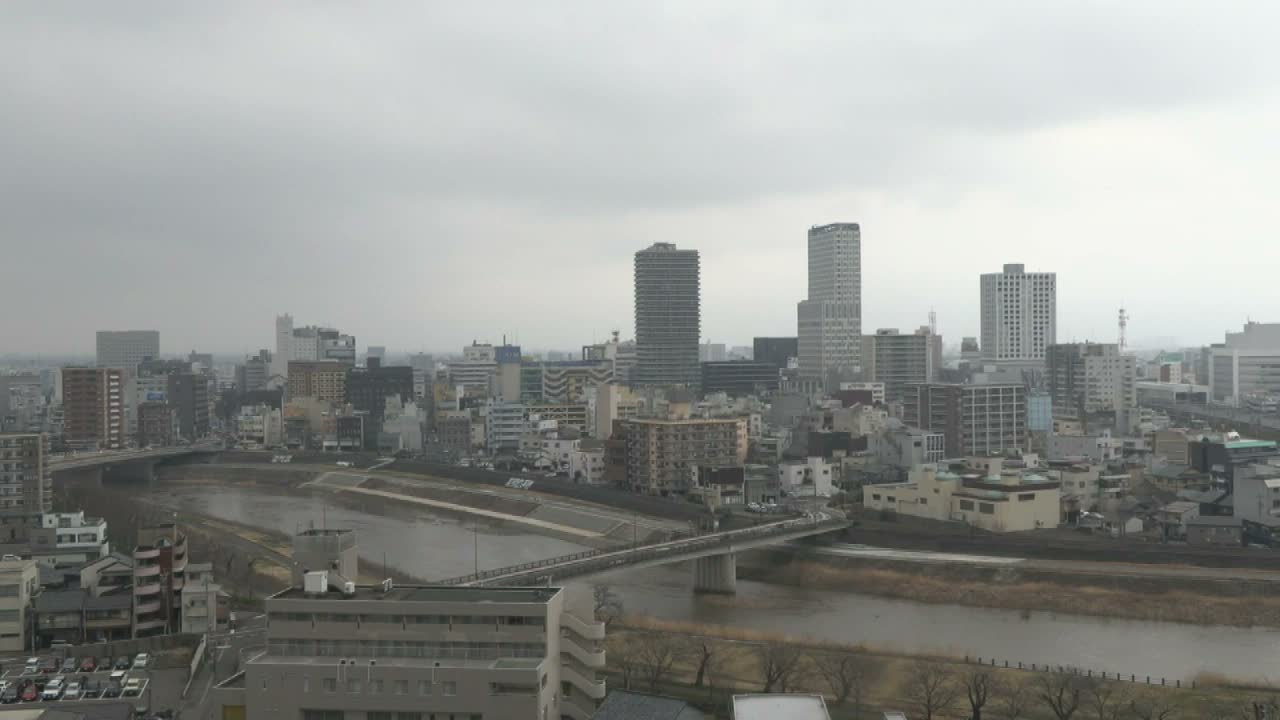 Fukui City Skyline & Asuwa River ( 福井市のスカイラインと足羽川 ) Live Cam -  1 Chome, Keya, Fukui-shi, Fukui, Chūbu, Honshū, Japan