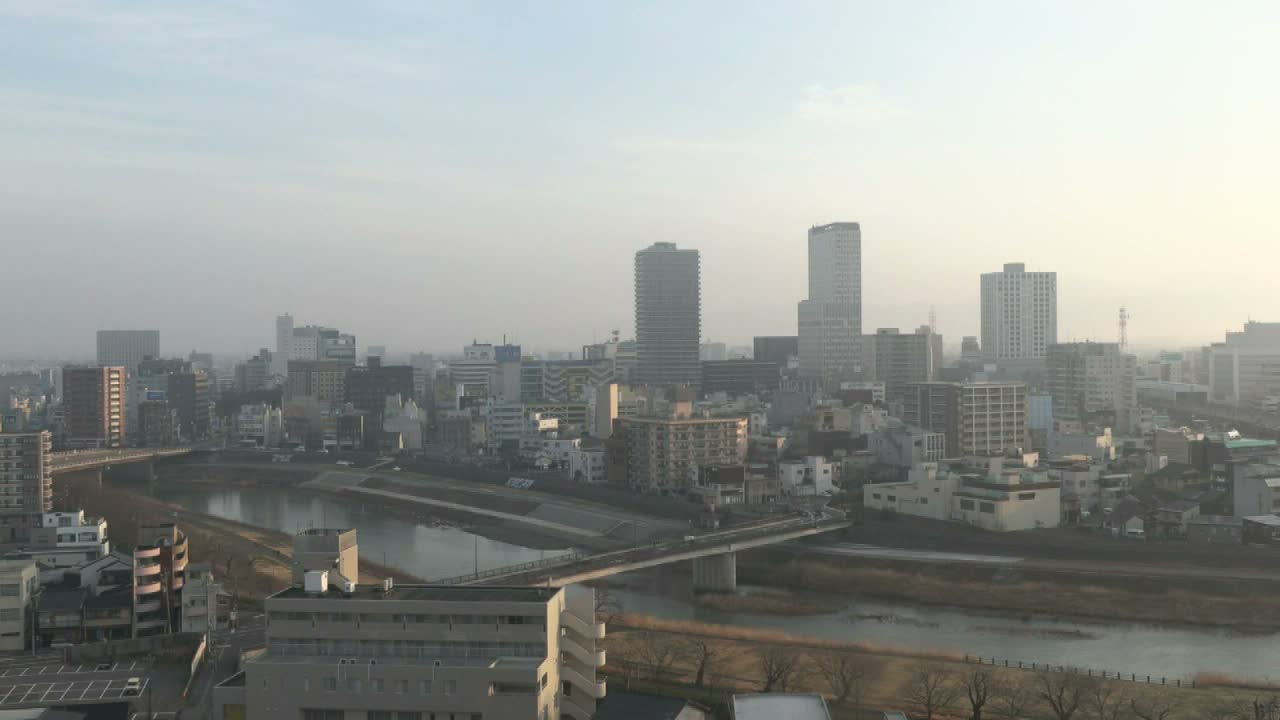 Fukui City Skyline & Asuwa River ( 福井市のスカイラインと足羽川 ) Live Cam -  1 Chome, Keya, Fukui-shi, Fukui, Chūbu, Honshū, Japan