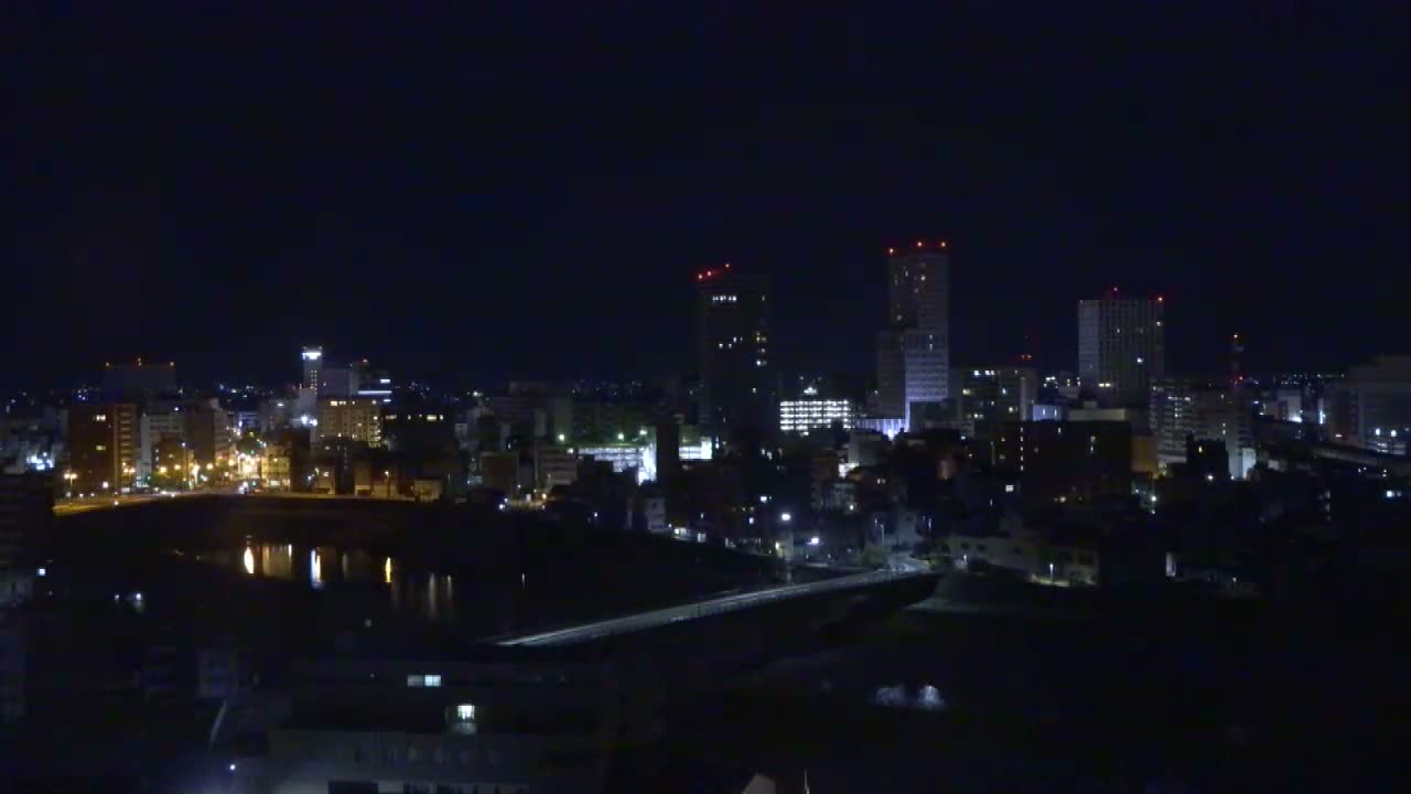 Fukui City Skyline & Asuwa River ( 福井市のスカイラインと足羽川 ) Live Cam -  1 Chome, Keya, Fukui-shi, Fukui, Chūbu, Honshū, Japan