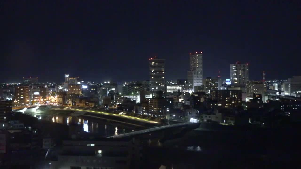 Fukui City Skyline & Asuwa River ( 福井市のスカイラインと足羽川 ) Live Cam -  1 Chome, Keya, Fukui-shi, Fukui, Chūbu, Honshū, Japan